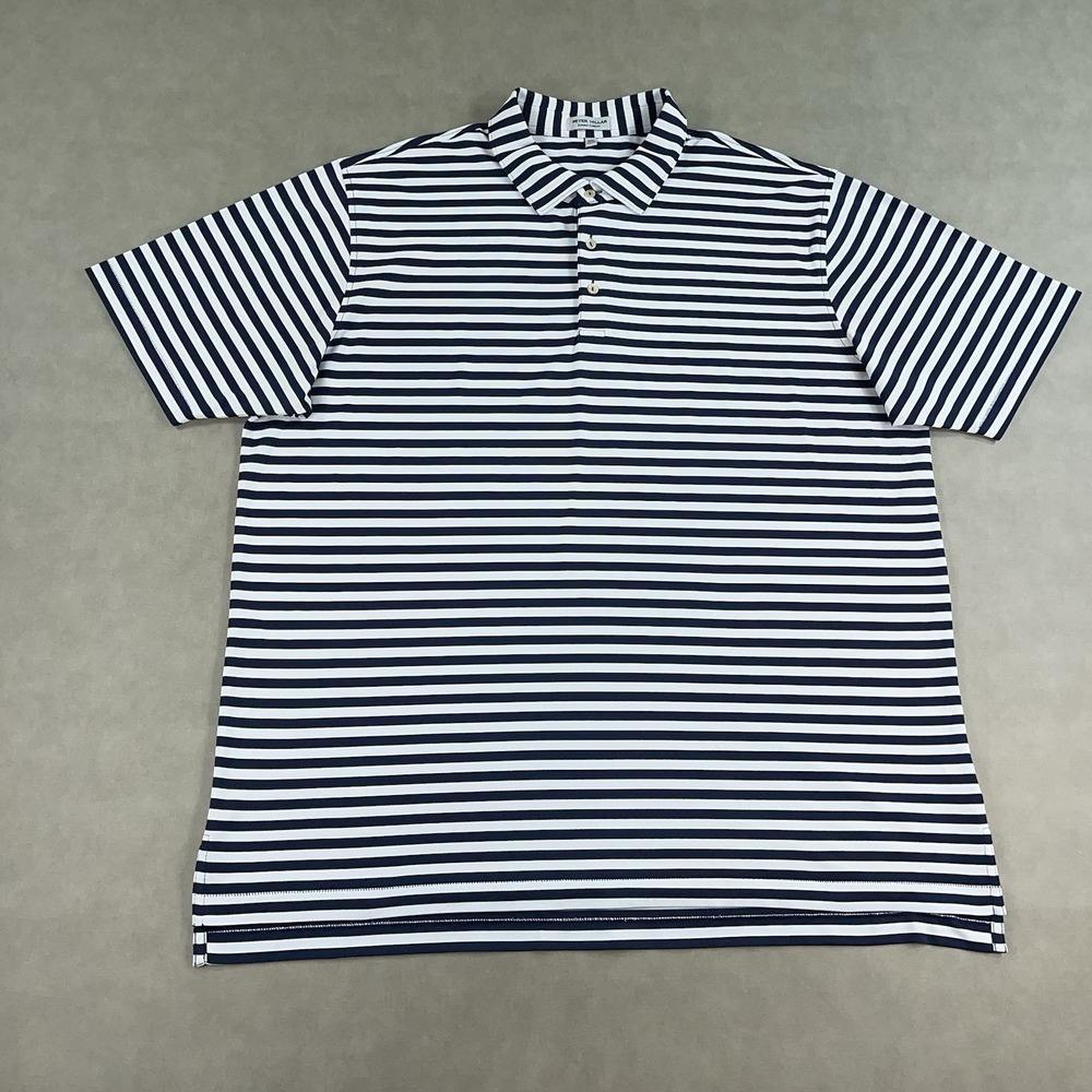 Peter Millar Summer Comfort Polo Mens 2XL Striped Blue Golf Performance Stretch - Picture 2 of 12
